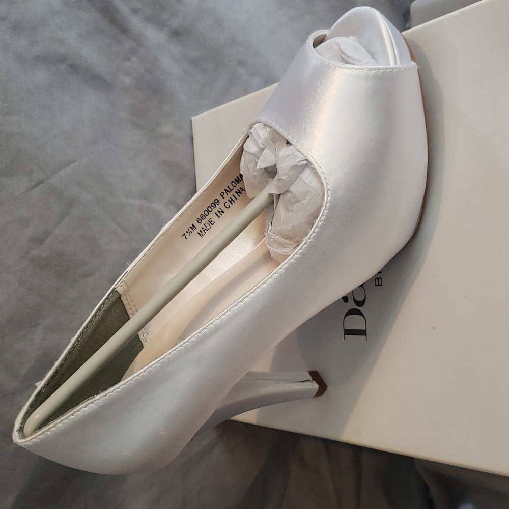 David's Bridal Silver Peep-Toe Heels